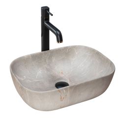 Rea Livia lavabo 46.5x33.5 cm rettangolare da appoggio grigio/pietra REA-U3802