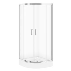 Cersanit Basic box doccia con piatto doccia 80x80 cm semicircolare cromo lucida/vetro trasparente S601-117