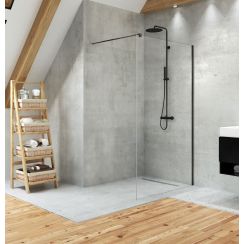 New Trendy Velio Black parete doccia 140 cm nero opaca/vetro trasparente D-0147B