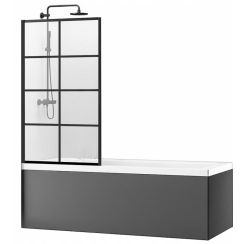 Rea Lagos parete vasca 70 cm 1 anta nero opaca/vetro trasparente REA-K4560