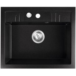 Ferro Mezzo II lavello in granito 58x48 cm grigio/grafite/inox DRGM1/48/58BA