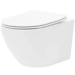 Rea Carlo Mini vaso wc con copriwater a discesa lenta sospeso senza brida bianco lucida REA-C1259