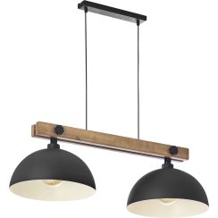 TK Lighting Oslo lampada sospesa 2x60 W nero-legno 1706
