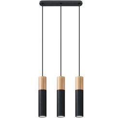 Sollux Lighting Pablo lampada sospesa 3x40 W nero-legno SL.0634