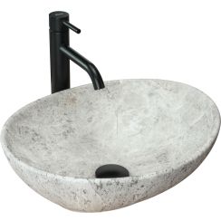 Rea Sofia lavabo 41x34.5 cm ovale da appoggio grigio/pietra REA-U0165