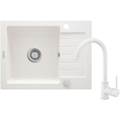 Deante Zorba lavello con rubinetto bianco/bianco ZQZAA11A