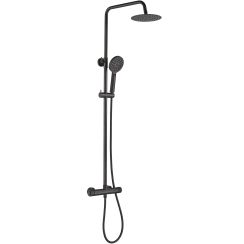 Laveo Volumo set doccia a parete con soffione nero PLV70OB
