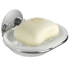 Wenko Turbo-Loc rund Stahl portasapone a parete bianco 18776100