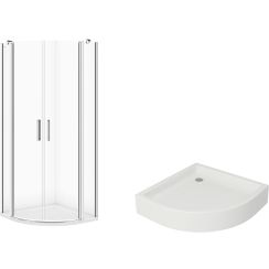 Set box doccia Cersanit Moduo S162-009, piatto doccia semicircolare Cersanit Tako S204-003