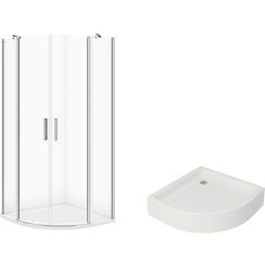Set box doccia Cersanit Moduo S162-010, piatto doccia semicircolare Cersanit Tako S204-004