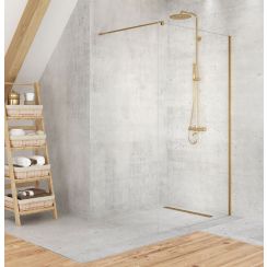 New Trendy Velio Satin Gold parete doccia walk-in 130 cm oro semiopaca/vetro trasparente D-0200B