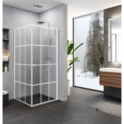 New Trendy Superia White box doccia 90x90 cm quadrato bianco opaca/vetro con motivo K-0795