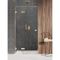 New Trendy Avexa Gold Shine porta doccia 90 cm a battente oro lucida/vetro trasparente EXK-1632