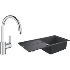 Set lavello in granito Grohe K400 31641AP0, rubinetto da cucina Grohe Eurostyle Cosmopolitan 31126004