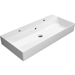 GSI Kube X lavabo 100x47 cm rettangolare a parete-da appoggio-doppio bianco 9423211