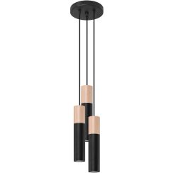 Sollux Lighting Pablo lampada sospesa 3x40 W nero-legno SL.1014