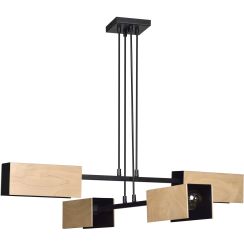 Emibig Zaper lampada sospesa 4x15 W nero-legno 616/4