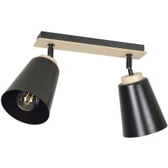 Emibig Atlas lampada da soffitto 2x15 W nero-legno 725/2