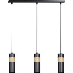 Emibig Akari lampada sospesa 3x8 W nero-legno 732/3