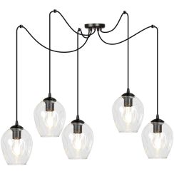 Emibig Level lampada sospesa 5x15 W nero-trasparente 756/5