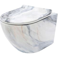 Rea Carlos set vaso wc con copriwater sospeso senza brida bianco opaco imitazione pietra REA-C8003