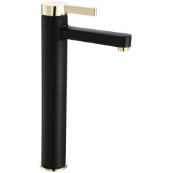 Rea Polo rubinetto per lavabo verticale nero-oro REA-B9978