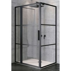 Riho Grid box doccia 130x80 cm rettangolare nero opaca/vetro con motivo G004022121