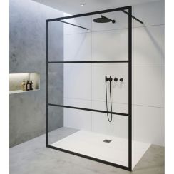 Riho Grid parete doccia 120 cm nero opaca/vetro con motivo G004033121