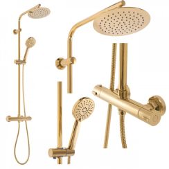 Rea Bliss set doccia a parete con termostato con soffione oro REA-P8806
