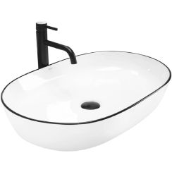 Rea Cleo lavabo 60.5x41 cm ovale da appoggio bianco-nero REA-U6210