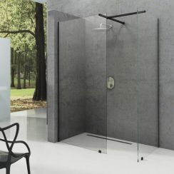 Ravak Walk-In parete doccia walk-in 140 cm nero opaca/vetro trasparente GW9WM0300Z1