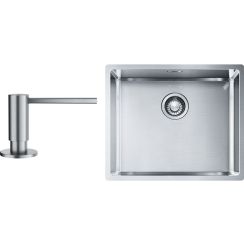Set lavello in acciaio Franke Box 127.0453.656, dispenser di liquidi Franke Atlas 112.0625.483