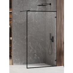 New Trendy Avexa White parete doccia walk-in 130 cm nero opaca/vetro trasparente EXK-2663
