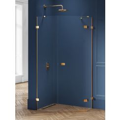 New Trendy Avexa Gold Brushed box doccia 100x80 cm oro spazzolata/vetro trasparente EXK-3861