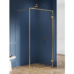 New Trendy Avexa Gold Brushed parete doccia walk-in 130 cm oro spazzolata/vetro trasparente EXK-3138