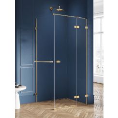 New Trendy Avexa Gold Brushed box doccia 110x70 cm rettangolare oro spazzolata/vetro trasparente EXK-3058