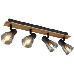 Globo Lighting Claude lampada da soffitto 4x40 W nero-fumé-legno 54307-4W