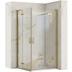 Rea Hugo box doccia 100x100 cm quadrato oro spazzolata/vetro trasparente REA-K6605