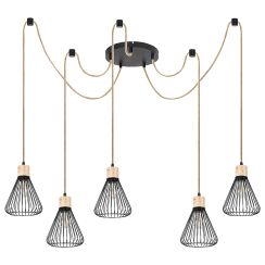 Rabalux Farfalle lampada sospesa 5x40 W nero-legno 3150
