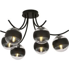 Emibig Boston Stripe lampada da soffitto 6x10 W nero-trasparente 1111/6