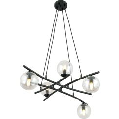 Emibig Essa lampada sospesa 5x10 W nero-trasparente 1202/5