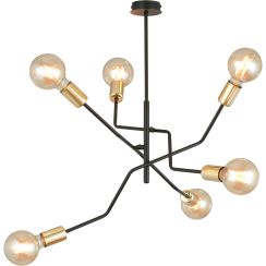 Emibig Bolt lampada da soffitto 6x15 W nero-oro 1125/6