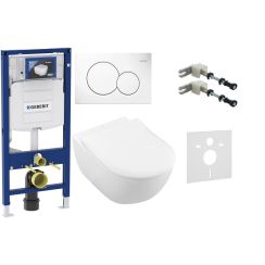 Set combi-Pack set con copriwater Villeroy & Boch Subway 2.0 5614R2R1, modulo di installazione Geberit Duofix 111.320.00.5, 115.770.11.5, 111.815.00.1, 156.050.00.1
