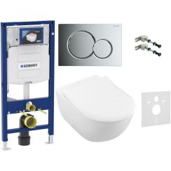 Set combi-Pack set con copriwater Villeroy & Boch Subway 2.0 5614R2R1, modulo di installazione Geberit Duofix 111.320.00.5, 115.770.21.5, 111.815.00.1, 156.050.00.1