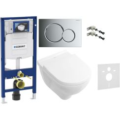 Set modulo di installazione Geberit Duofix 111.320.00.5, combi-Pack set con copriwater Villeroy & Boch O.Novo 5660H101, 115.770.21.5, 111.815.00.1, 156.050.00.1