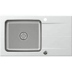Quadron Edward lavello in granito e acciaio 78x44 cm bianco FUS_E7844BI