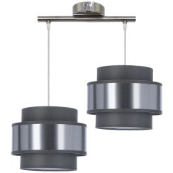 Candellux Hare lampada sospesa 2x60 W cromo-grigio/cenere-argento 32-18489