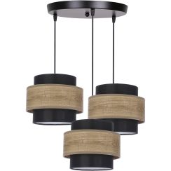 Candellux Twin lampada sospesa 3x40 W nero-legno-marrone 33-17901