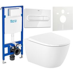 Set vaso WC con copriwater a discesa lenta Roca Ona A34H688000, modulo di installazione Roca Duplo One A890070020, A890195000, A890063000