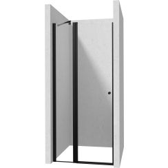 Deante Kerria Plus porta doccia 90 cm a battente nero opaca/vetro trasparente KTS_UN41P